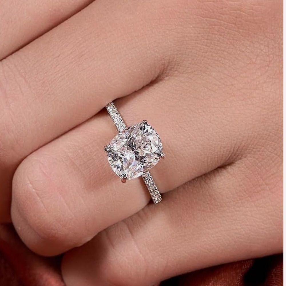 Oval Cut Simulated Stone Silver Ring 6 - Picture 2 of 16